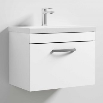 Nuie Athena Wall Hung 1-Drawer Vanity Unit with Basin-1 600mm Wide - Gloss White