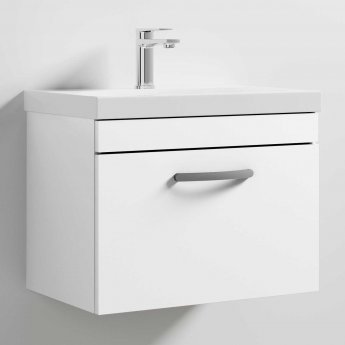 Nuie Athena Wall Hung 1-Drawer Vanity Unit with Basin-3 600mm Wide - Gloss White