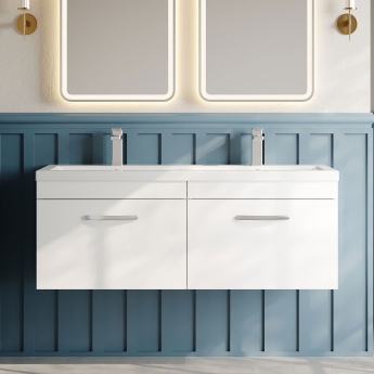 Athena Twin 1200mm 2-Drawer Wall Hung Vanity Unit | Product Image
