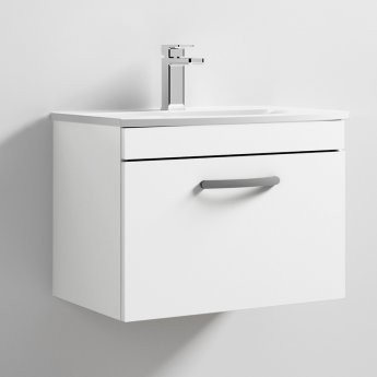 Nuie Athena Wall Hung 1-Drawer Vanity Unit with Basin-4 600mm Wide - Gloss White | Product Image