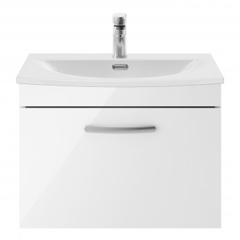 Nuie Athena Wall Hung 1-Drawer Vanity Unit with Basin-4 600mm Wide - Gloss White | Product Image