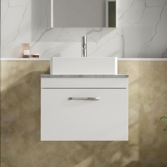 Athena 600mm 1-Drawer Wall Hung Vanity Unit with Countertop | Product Image