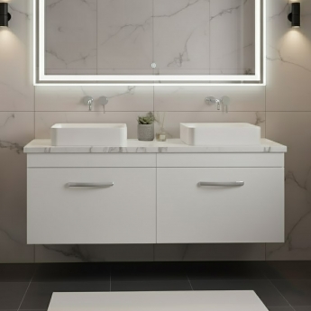 Athena Twin 1200mm 2-Drawer Wall Hung Vanity Unit with Countertop