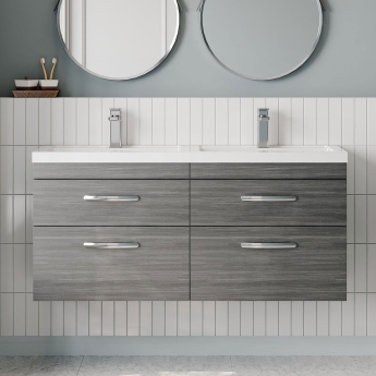 Athena Twin 1200mm 4-Drawer Wall Hung Vanity Unit | Product Image