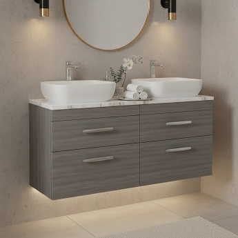 Athena Twin 1200mm 4-Drawer Wall Hung Vanity Unit with Countertop
