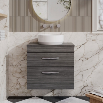 Athena 600mm 2-Drawer Wall Hung Vanity Unit with Countertop | Product Image