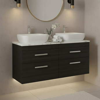 Athena Twin 1200mm 4-Drawer Wall Hung Vanity Unit with Countertop