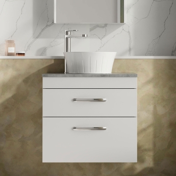 Athena 600mm 2-Drawer Wall Hung Vanity Unit with Countertop | Product Image
