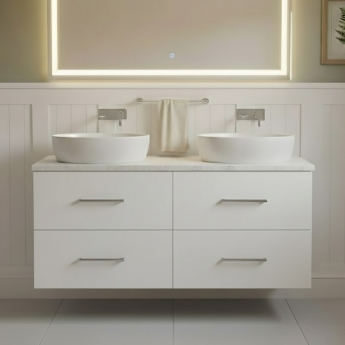 Nuie Athena Wall Hung 4-Drawer Vanity Unit with Bellato Grey Worktop 1200mm Wide - Gloss White | Product Image