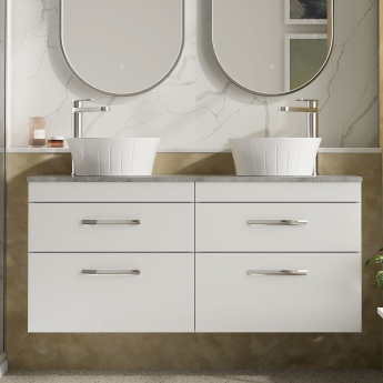Athena Twin 1200mm 4-Drawer Wall Hung Vanity Unit with Countertop | Product Image