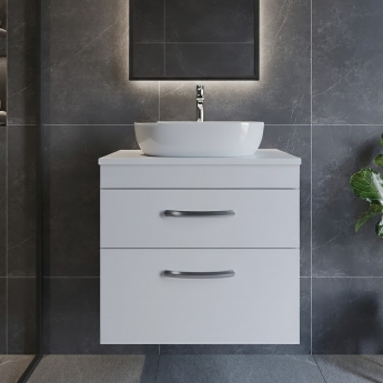 Athena 600mm 2-Drawer Wall Hung Vanity Unit with Countertop