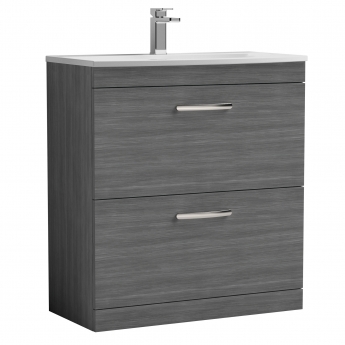 Nuie Athena Floor Standing 2-Drawer Vanity Unit with Basin-4 800mm Wide - Anthracite Woodgrain | Product Image