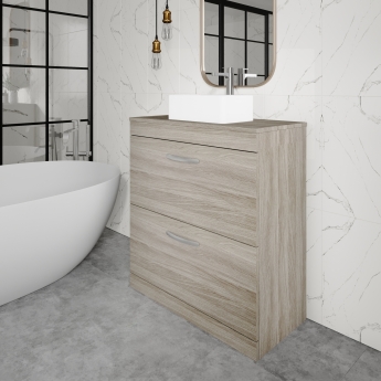 Nuie Athena Floor Standing 2-Drawer Vanity Unit and Worktop 800mm Wide - Anthracite Woodgrain