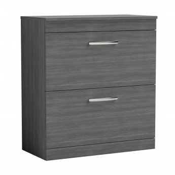 Nuie Athena Floor Standing 2-Drawer Vanity Unit and Worktop 800mm Wide - Anthracite Woodgrain