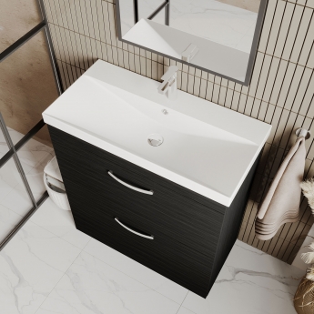 Nuie Athena Floor Standing 2-Drawer Vanity Unit with Basin-3 800mm Wide - Gloss Grey