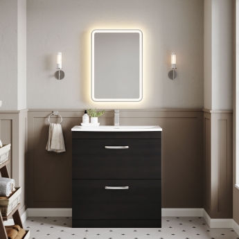 Nuie Athena Floor Standing 2-Drawer Vanity Unit with Basin-4 800mm Wide - Charcoal Black | Product Image