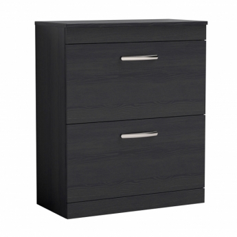 Nuie Athena Floor Standing 2-Drawer Vanity Unit and Worktop 800mm Wide - Charcoal Black Woodgrain
