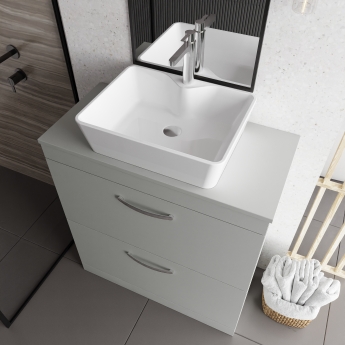 Nuie Athena Floor Standing 2-Drawer Vanity Unit and Worktop 800mm Wide - Charcoal Black Woodgrain