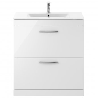 Nuie Athena Floor Standing 2-Drawer Vanity Unit with Basin-2 800mm Wide - Gloss White