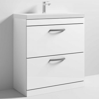 Nuie Athena Floor Standing 2-Drawer Vanity Unit with Basin-3 800mm Wide - Gloss White