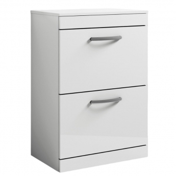 Nuie Athena Floor Standing 2-Drawer Vanity Unit and Worktop 800mm Wide - Gloss White