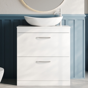 Athena 800mm 2-Drawer Floor Standing Vanity Unit with Countertop | Product Image