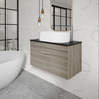 Nuie Athena Wall Hung 1-Drawer Vanity Unit with Sparkling Black Worktop 800mm Wide - Gloss White