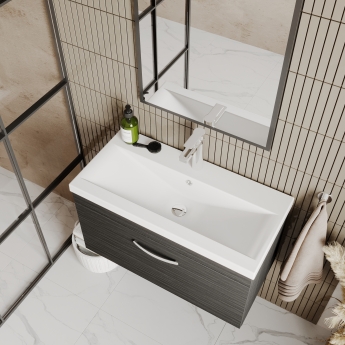Nuie Athena Wall Hung 1-Drawer Vanity Unit with Basin-1 800mm Wide - Gloss Grey