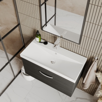 Nuie Athena Wall Hung 1-Drawer Vanity Unit with Basin-3 800mm Wide - Gloss White