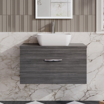 Athena 800mm 1-Drawer Wall Hung Vanity Unit with Countertop | Product Image