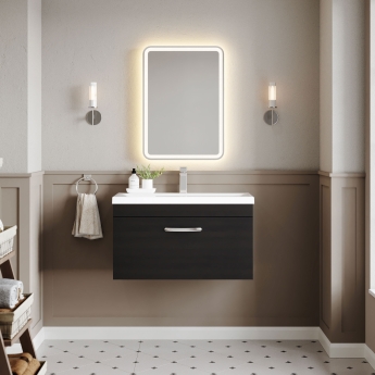 Nuie Athena Wall Hung 1-Drawer Vanity Unit with Basin-1 800mm Wide - Charcoal Black | Product Image