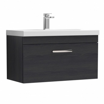 Nuie Athena Wall Hung 1-Drawer Vanity Unit with Basin-3 800mm Wide - Charcoal Black
