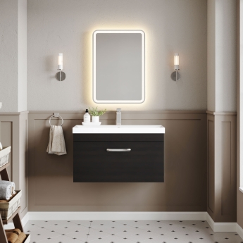 Nuie Athena Wall Hung 1-Drawer Vanity Unit with Basin-3 800mm Wide - Charcoal Black | Product Image
