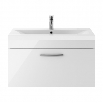 Nuie Athena Wall Hung 1-Drawer Vanity Unit with Basin-1 800mm Wide - Gloss White | Product Image