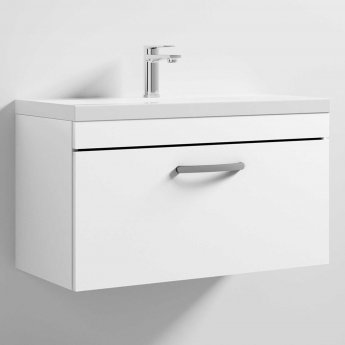 Nuie Athena Wall Hung 1-Drawer Vanity Unit with Basin-1 800mm Wide - Gloss White | Product Image