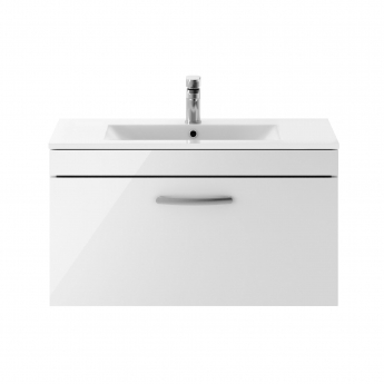 Nuie Athena Wall Hung 1-Drawer Vanity Unit with Basin-2 800mm Wide - Gloss White