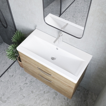 Nuie Athena Wall Hung 2-Drawer Vanity Unit with Basin-1 800mm Wide - Anthracite Woodgrain