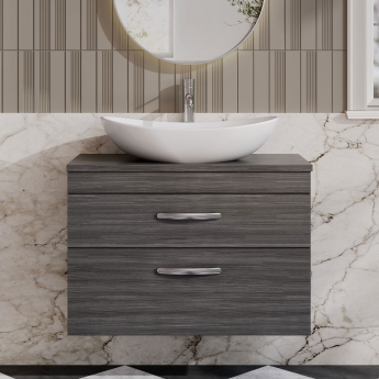 Athena 800mm 2-Drawer Wall Hung Vanity Unit with Countertop | Product Image