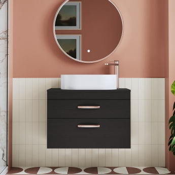 Nuie Athena Wall Hung 2-Drawer Vanity Unit and Worktop 800mm Wide - Charcoal Black | Product Image