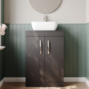 Athena 600mm 2-Door Floor Standing Vanity Unit with Countertop | Product Image