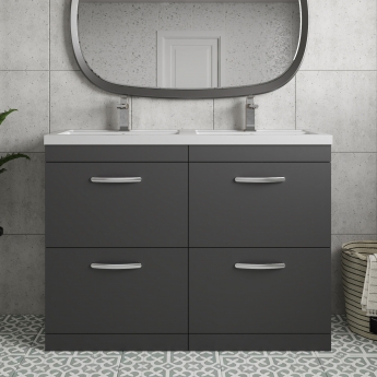Athena Twin 1200mm 4-Drawer Floor Standing Vanity Unit
