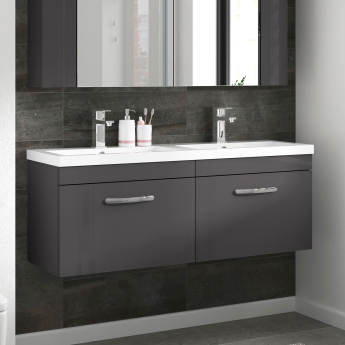 Athena Twin 1200mm 2-Drawer Wall Hung Vanity Unit | Product Image