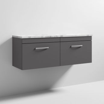 Athena Twin 1200mm 2-Drawer Wall Hung Vanity Unit with Countertop