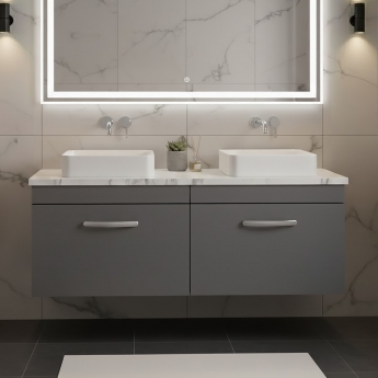 Athena Twin 1200mm 2-Drawer Wall Hung Vanity Unit with Countertop