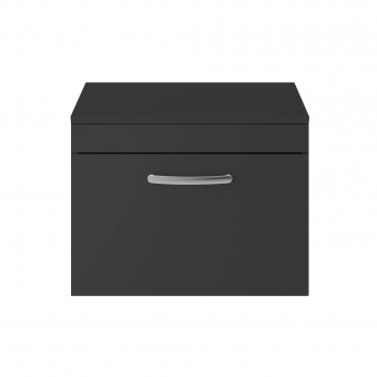 Nuie Athena Wall Hung 1-Drawer Vanity Unit and Worktop 600mm Wide - Gloss Grey