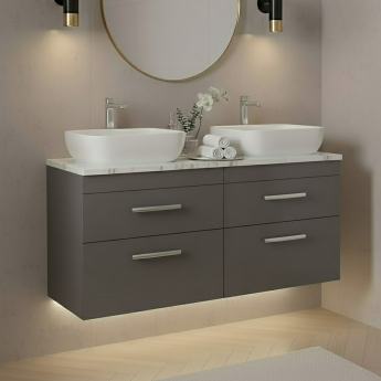 Athena Twin 1200mm 4-Drawer Wall Hung Vanity Unit with Countertop