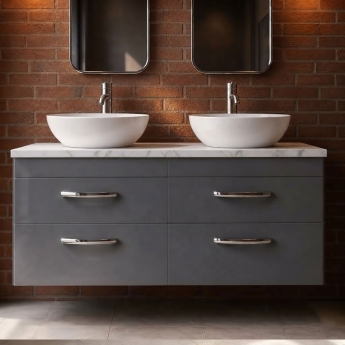 Athena Twin 1200mm 4-Drawer Wall Hung Vanity Unit with Countertop | Product Image