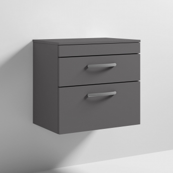 Athena 600mm 2-Drawer Wall Hung Vanity Unit with Countertop
