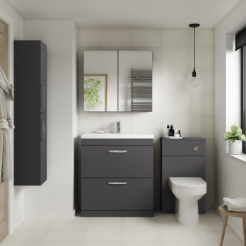 Nuie Athena Floor Standing 2-Drawer Vanity Unit with Basin-2 800mm Wide - Gloss Grey | Product Image