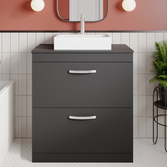 Athena 800mm 2-Drawer Floor Standing Vanity Unit with Countertop | Product Image